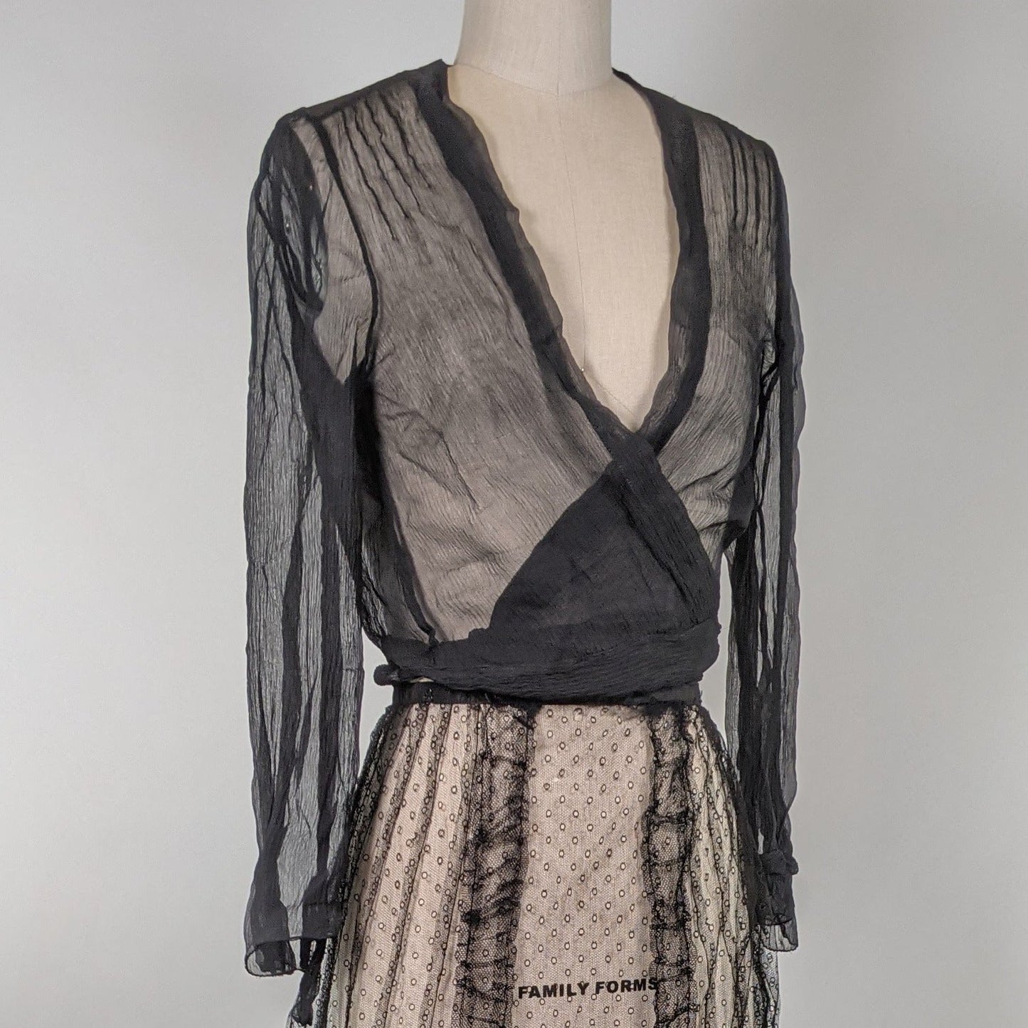RESERVED 1940s Chiffon Wrap Blouse