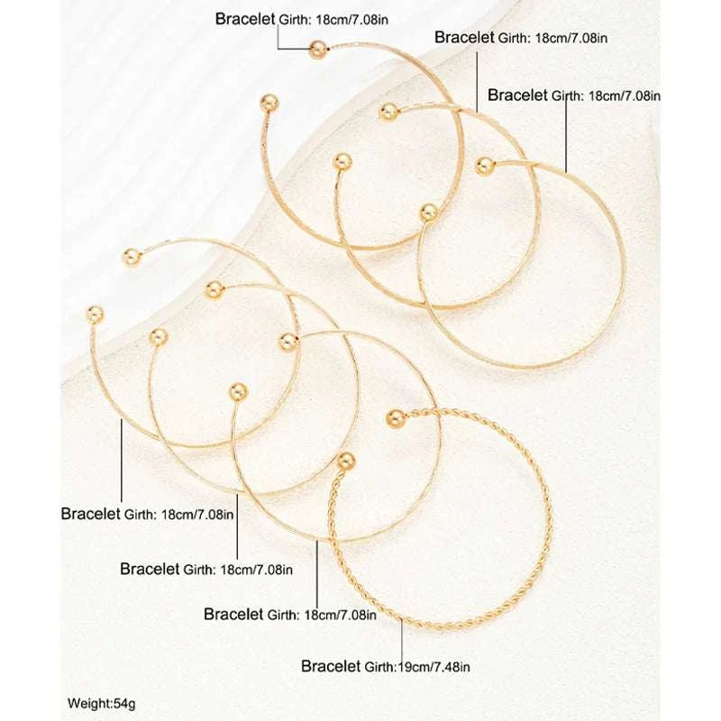 7 Pcs/Set Punk Gold Color Bracelets for Women Streetwear Goth Heart PrThe Plug