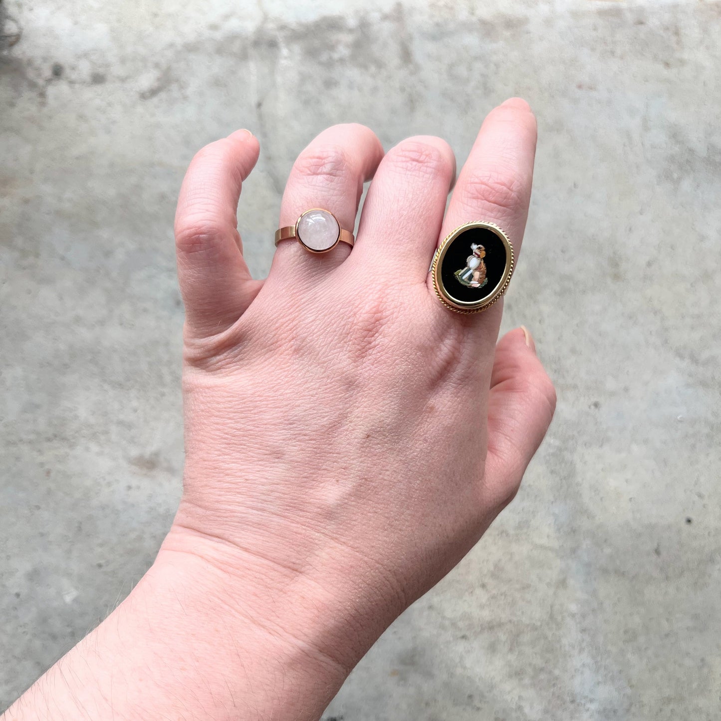 Late 19th c. 14k Gold Micromosaic Dog Conversion Ring