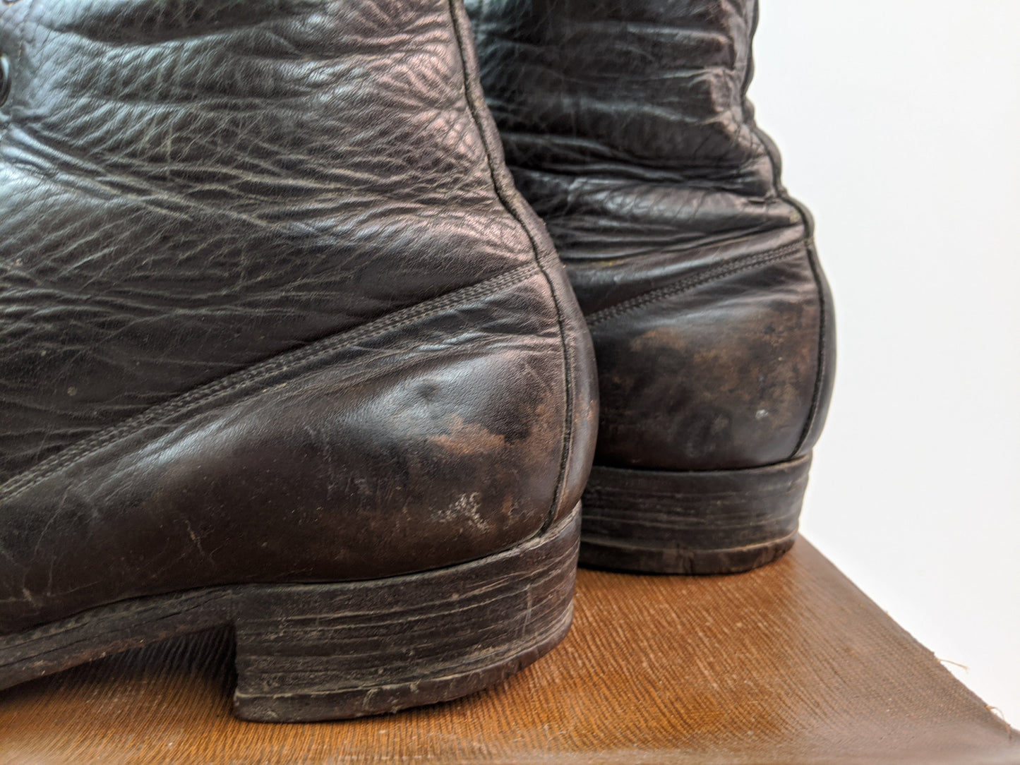 1920s-30s Tall Black Lace Up Boots | Approx Sz 6.5-7