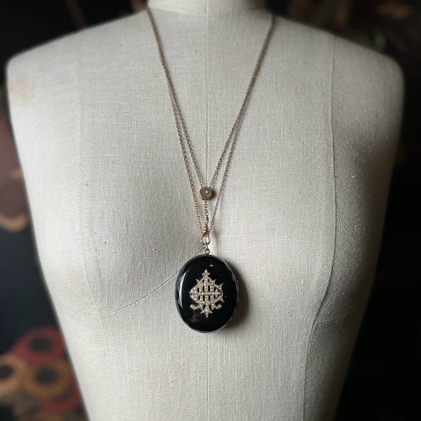 c. 1890s-1900s Gold Filled Celestial Slide Long Guard Chain