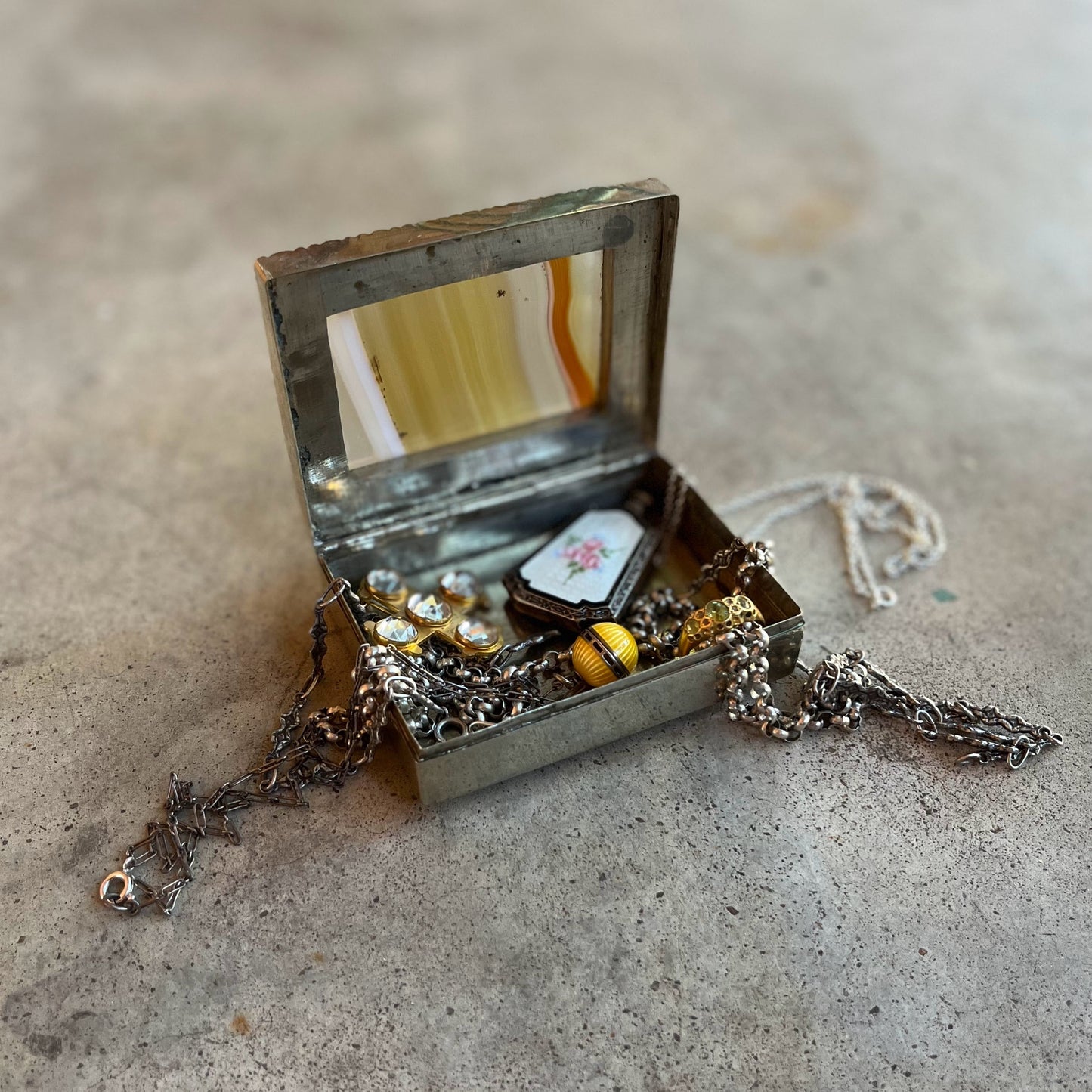 19th c. Striped Agate + Rock Crystal Box