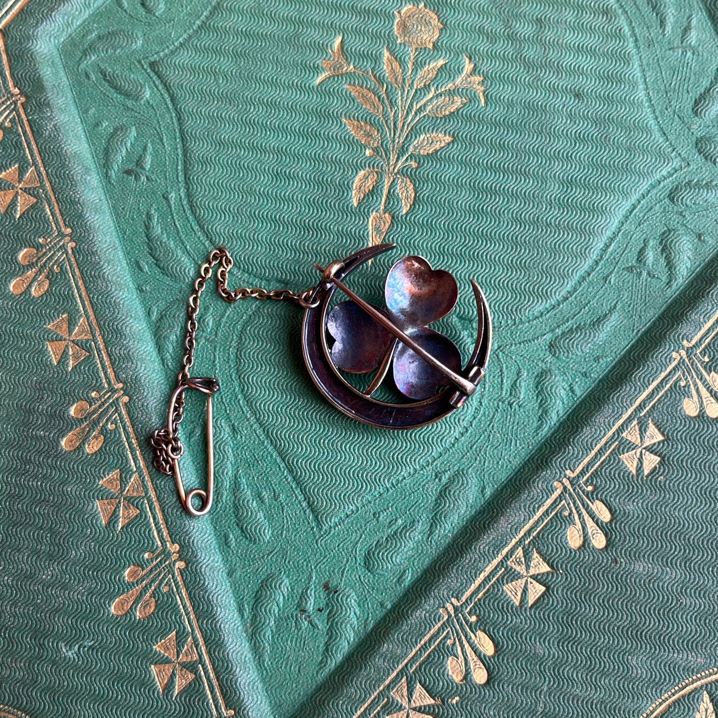 c. 1890s-1900s Moon Shamrock Brooch