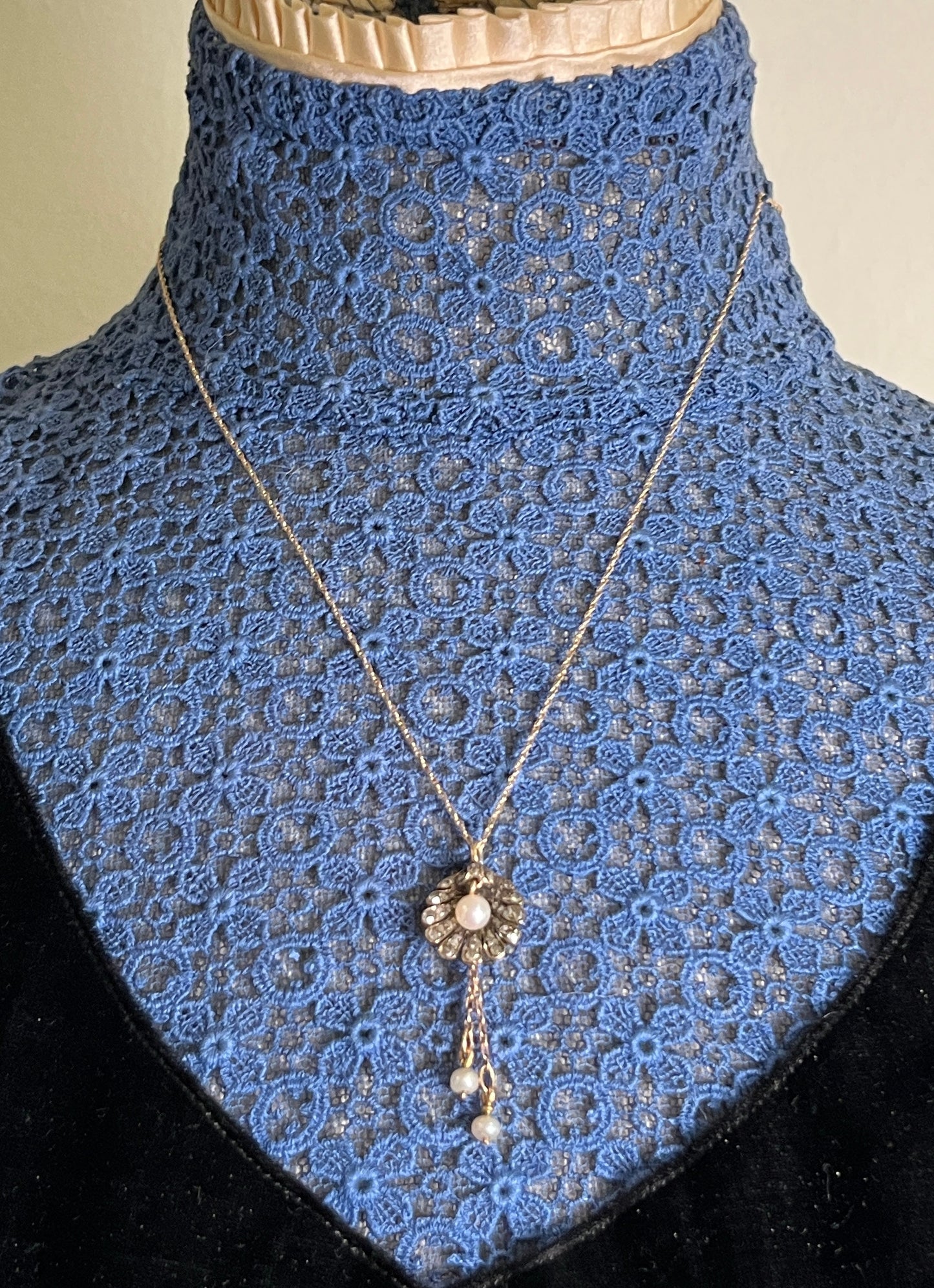 c. 1890s-1900s 18k Gold + Diamond Shell Pendant