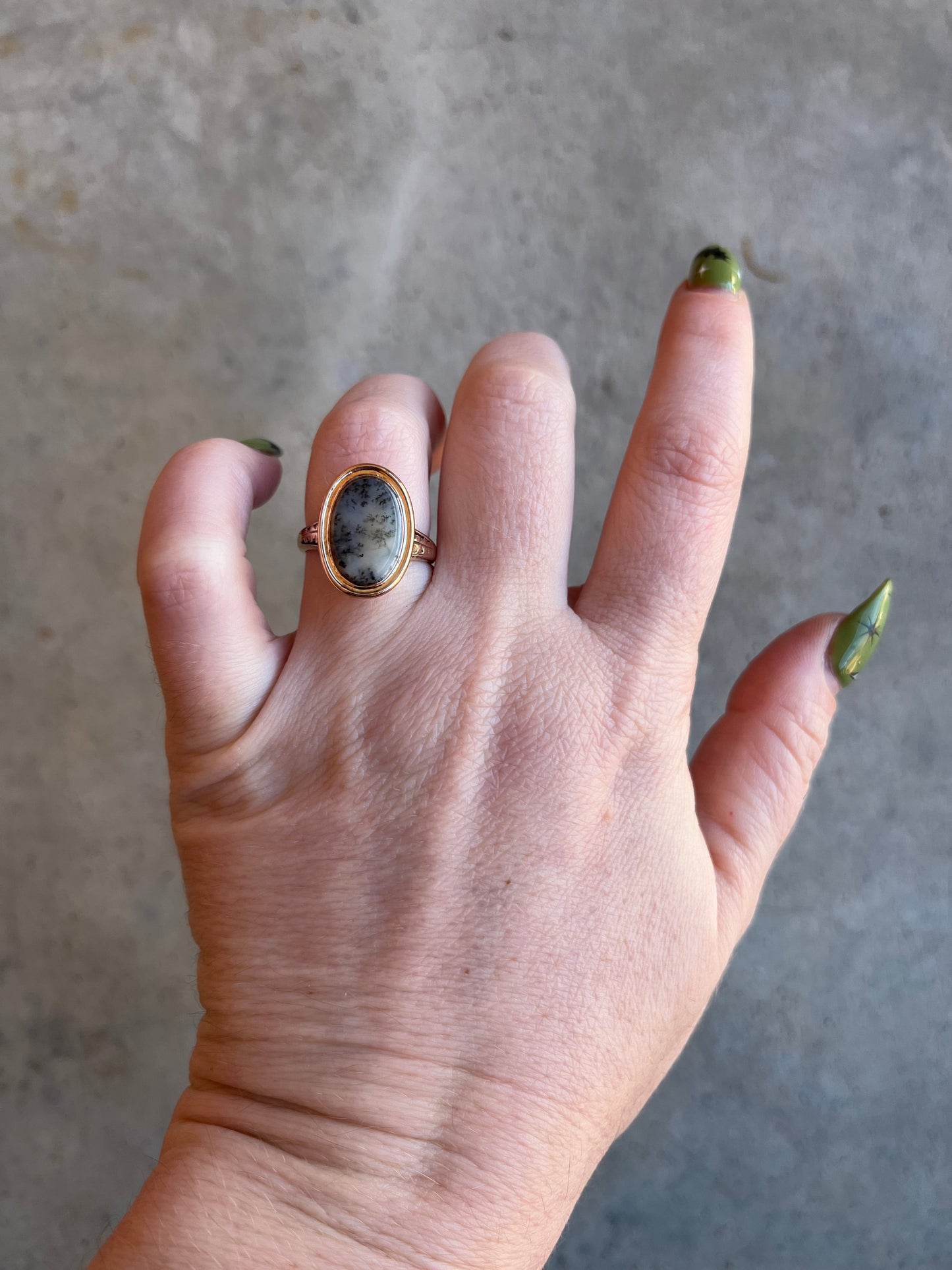 Late 19th c. 14k Gold Dendritic Agate Ring