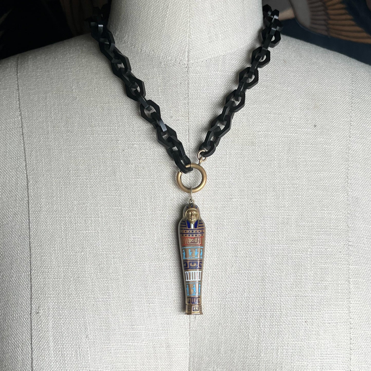 c. 1920s Egyptian Revival Telescoping Pencil Pendant