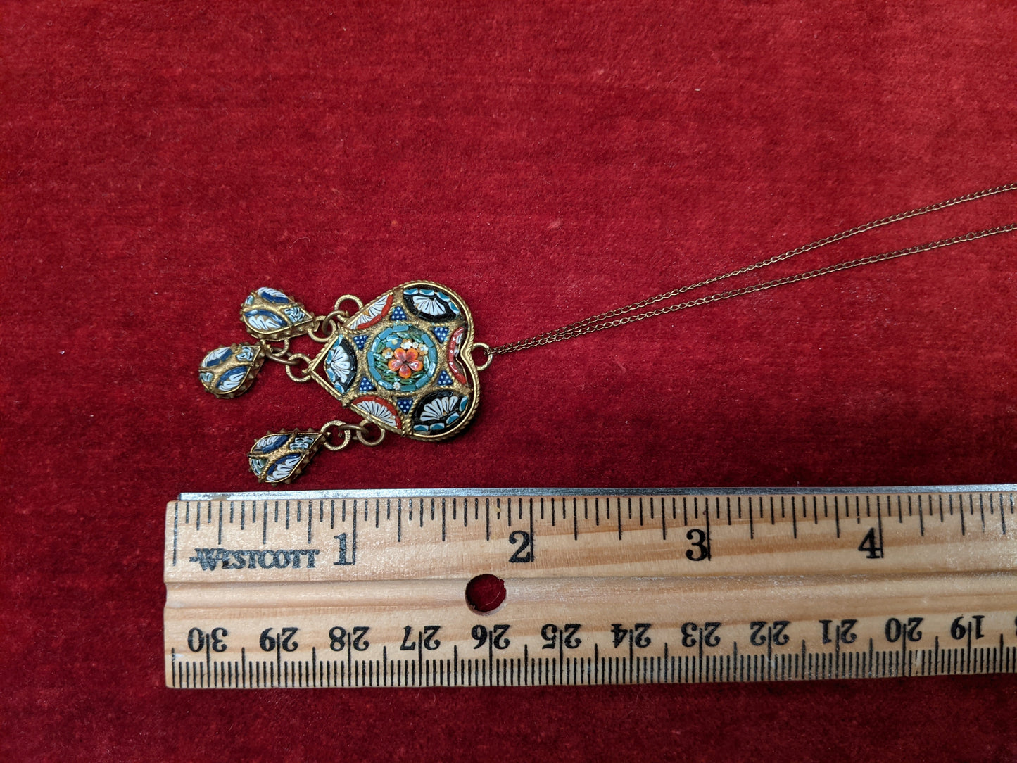 RESERVED | Vintage Micromosaic Heart Necklace