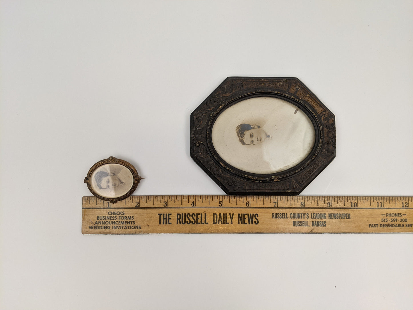 Victorian Brooch + Matching Framed Photo of Woman