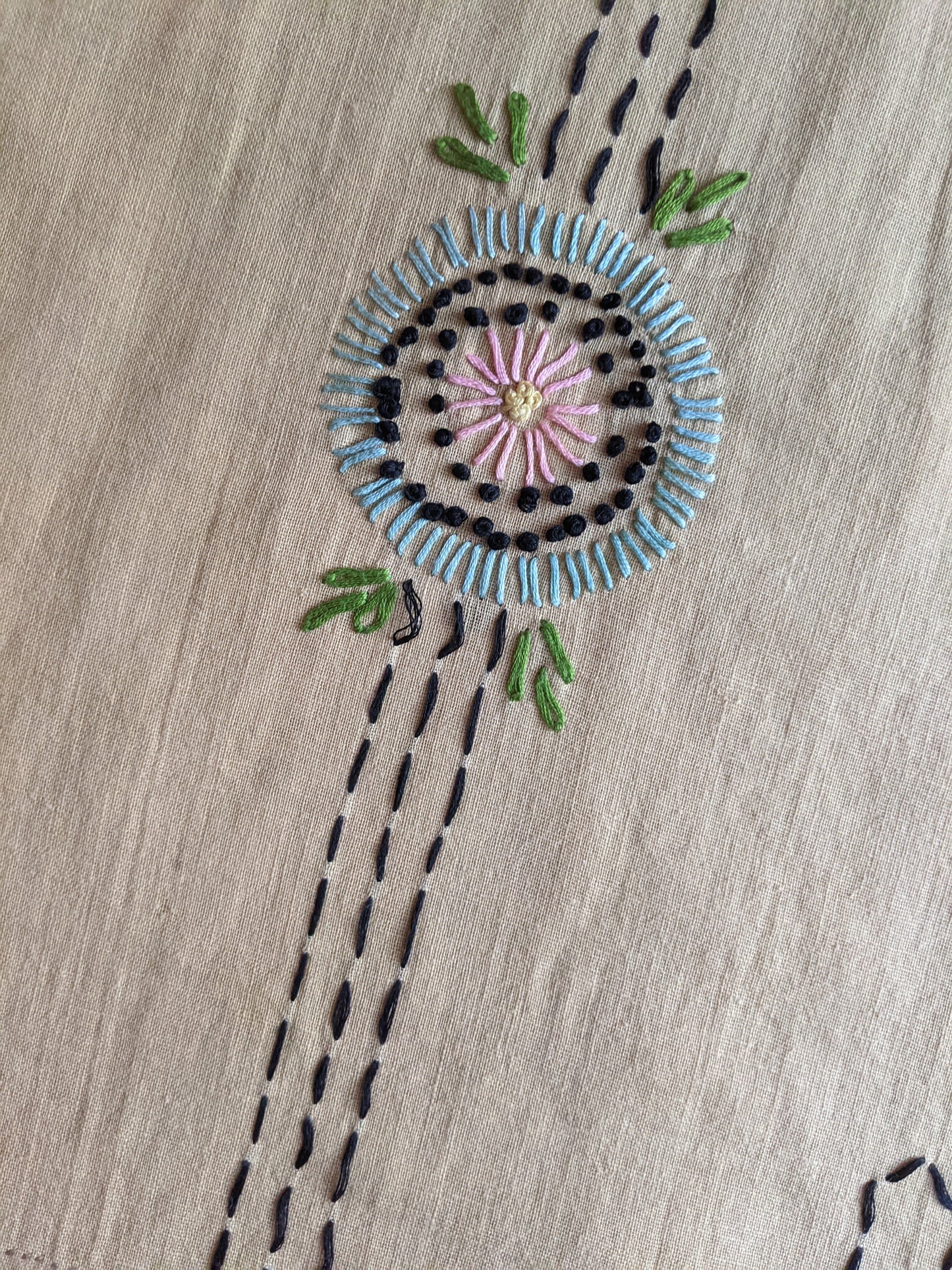 1920s Embroidered Handmade Dress | Sz L