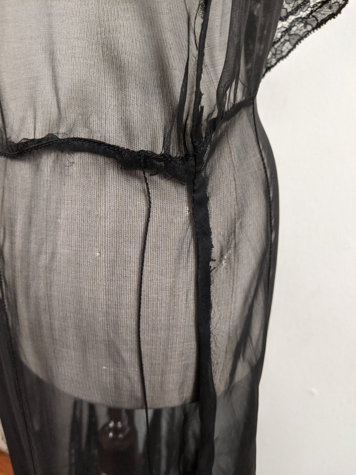 1930s Black Silk + Lace Dress