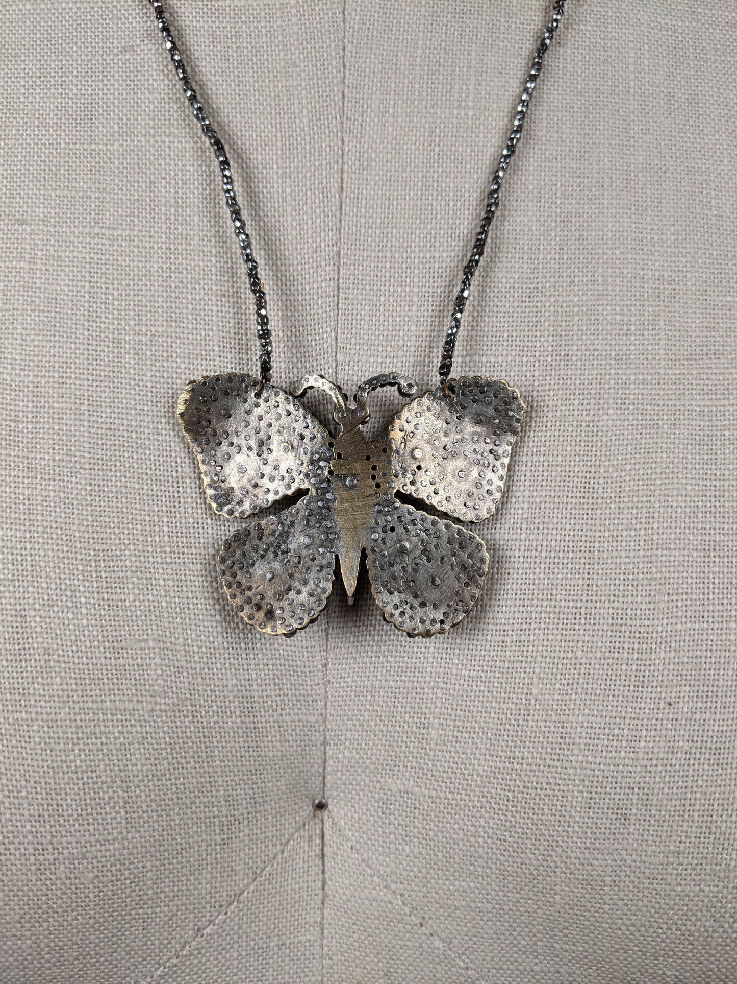 19th c. Cut Steel Butterfly Necklace