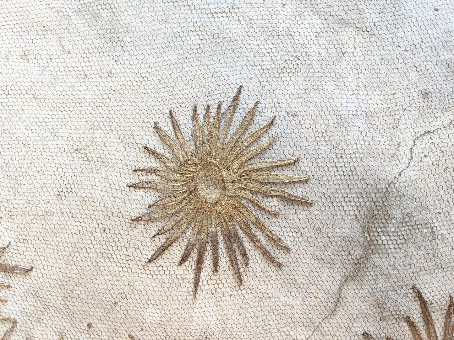 1920s Black + Gold Metallic Embroidered Sun Shawl