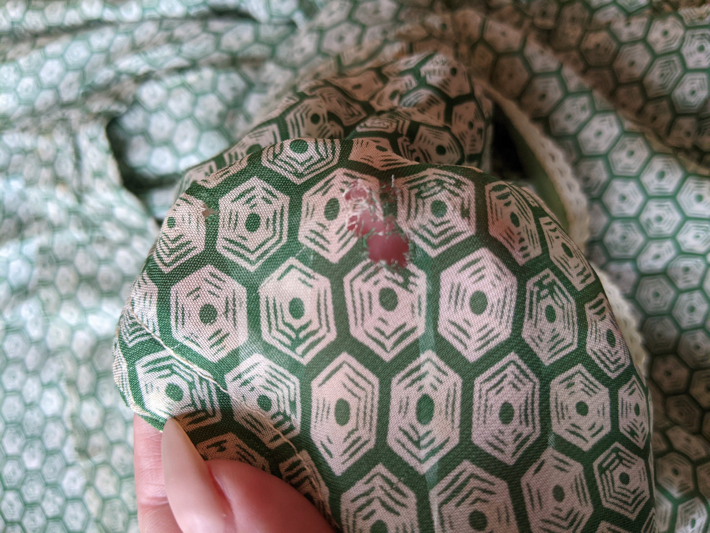 1930s Rayon Spiderweb Novelty Print Dress
