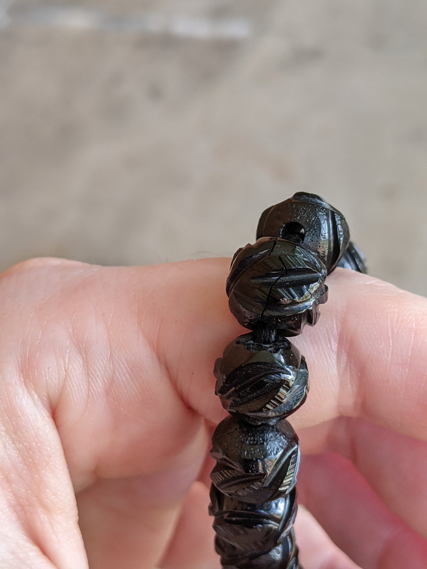 c. 1860s Carved Jet Bead Necklace