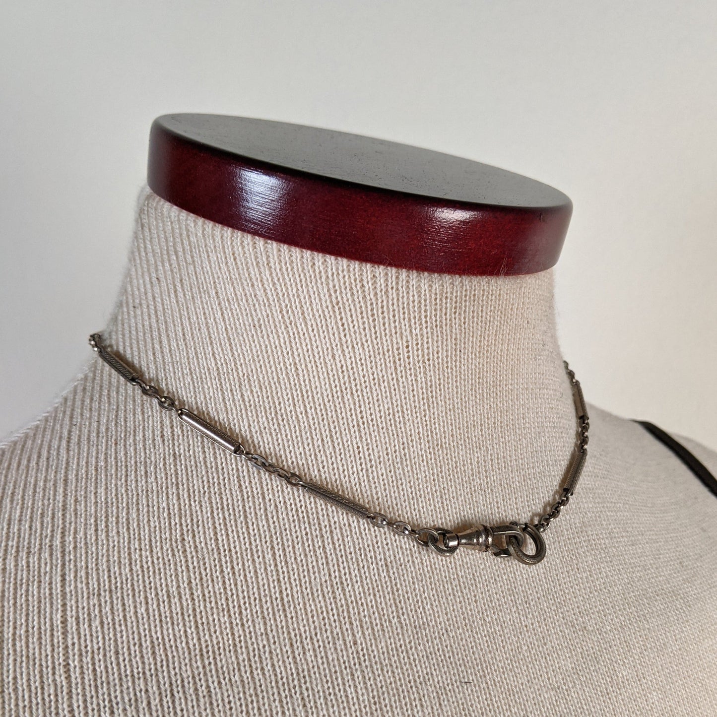 19th c. 12k White Gold Filled Chain | 14"