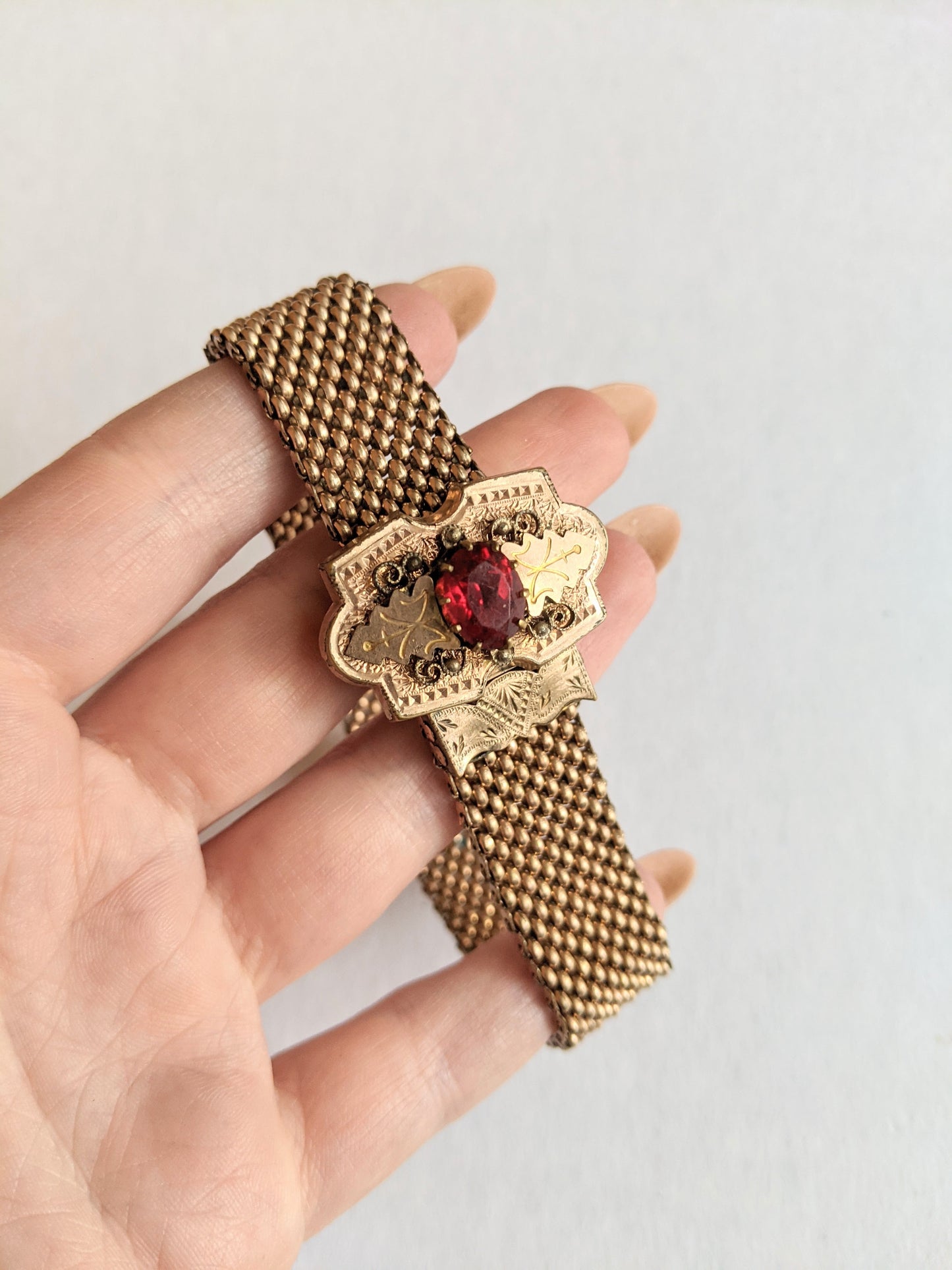 1870s-1880s Gold Filled Mesh Bracelet