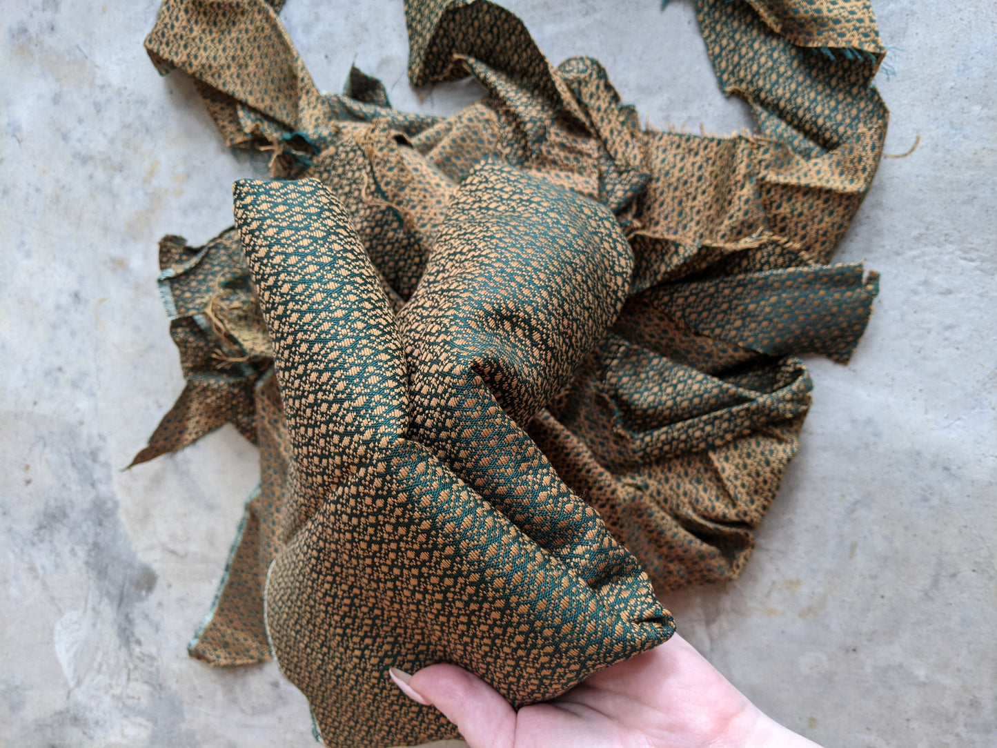 1890s Green + Gold Dress | Includes extra fabric