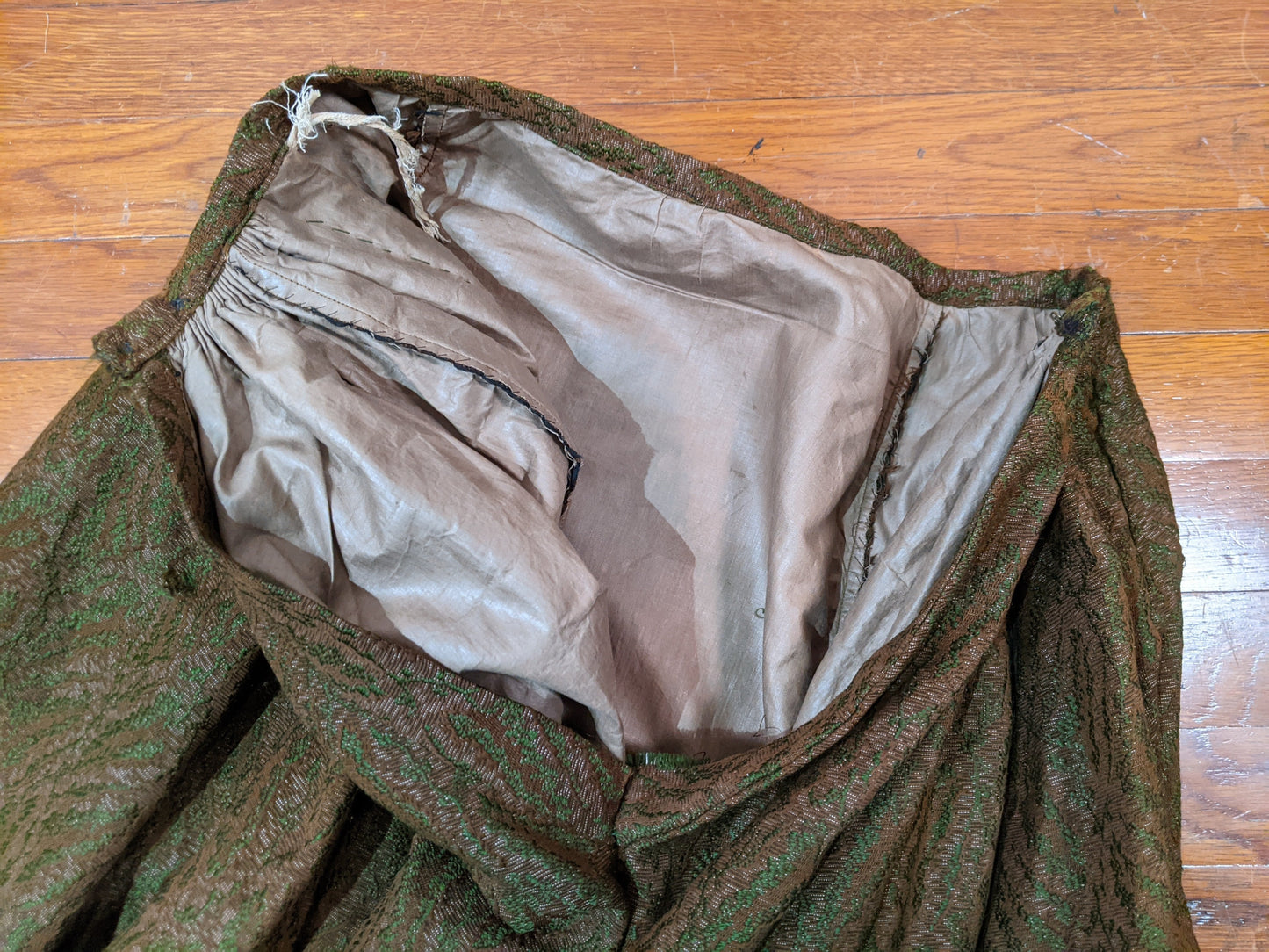 1890s Green Wool + Silk Dress
