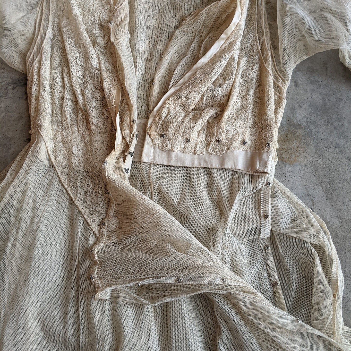 c. 1916 Net Lace + Silk Dress