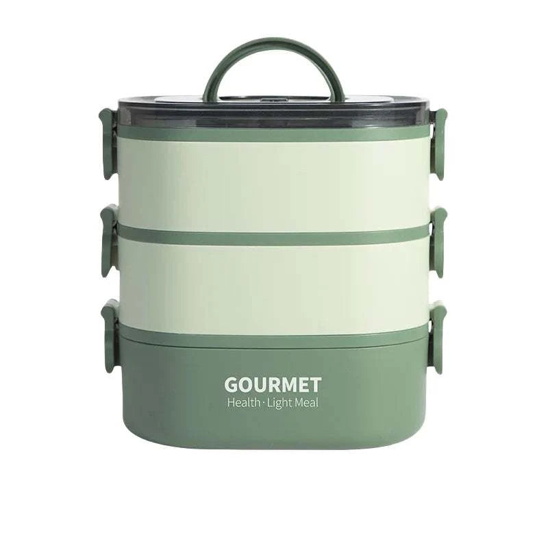 Bento box lunch box, stackable 3-layer food container, leak-proof portThe Plug