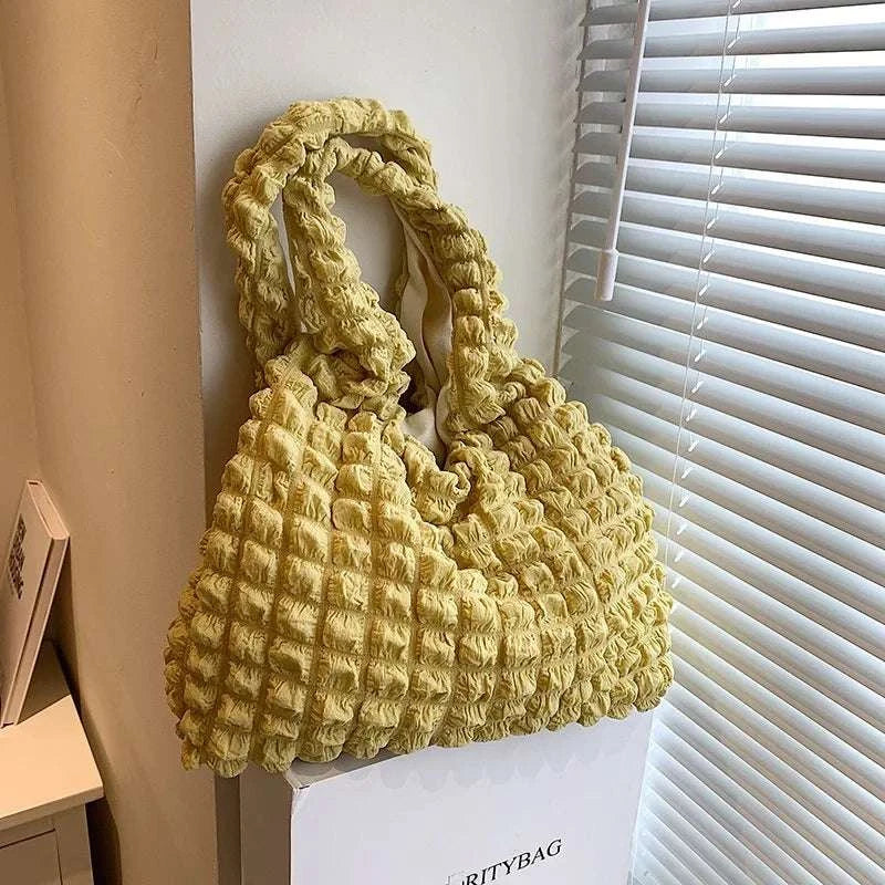 Yogodlns Summer Pleated Cloud Bag Female Candy Color Large Capacity ShThe Plug
