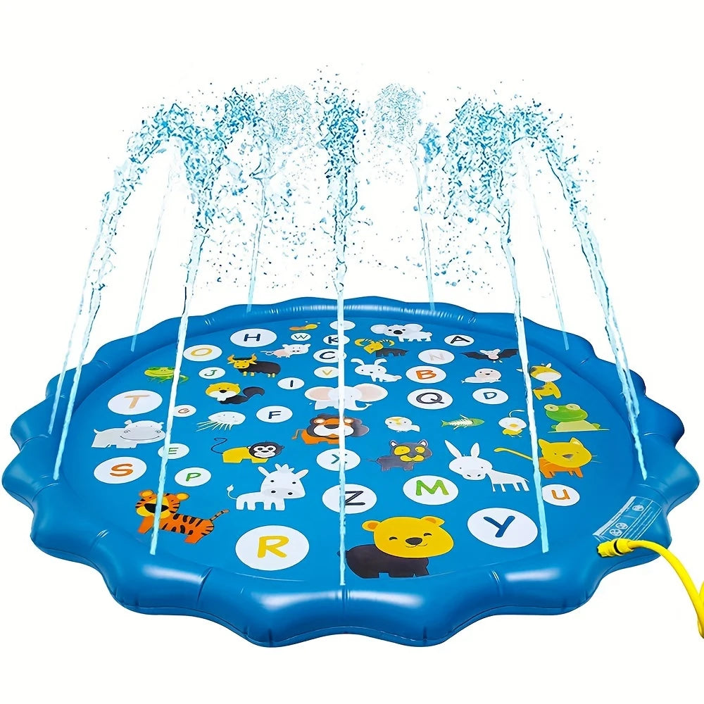 39" Splash Pad & Kiddie Pool - Colorful Alphabet & Animal Spray Toys, The Plug