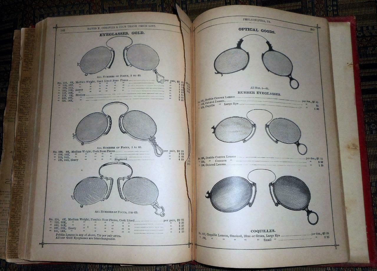 c. 1890s Green Tinted Folding Pince-Nez Glasses in Case