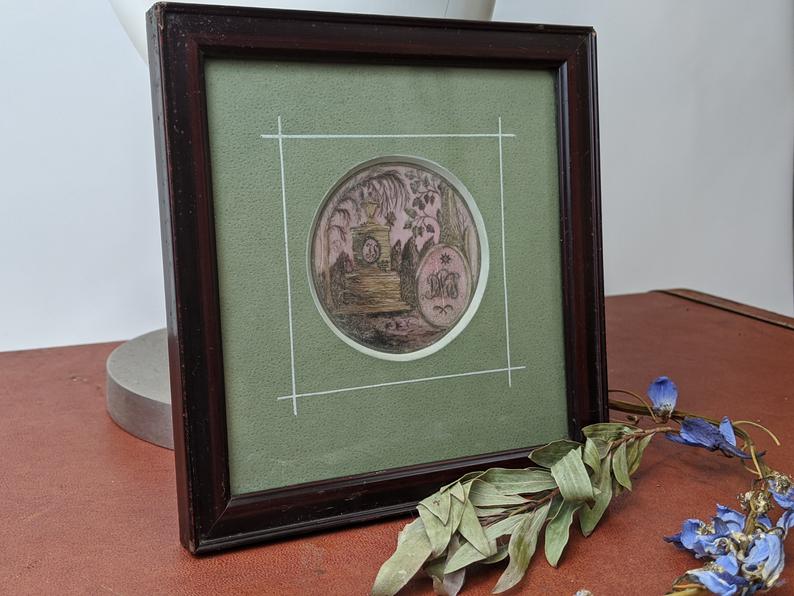 Victorian Framed Sepia Hair Art