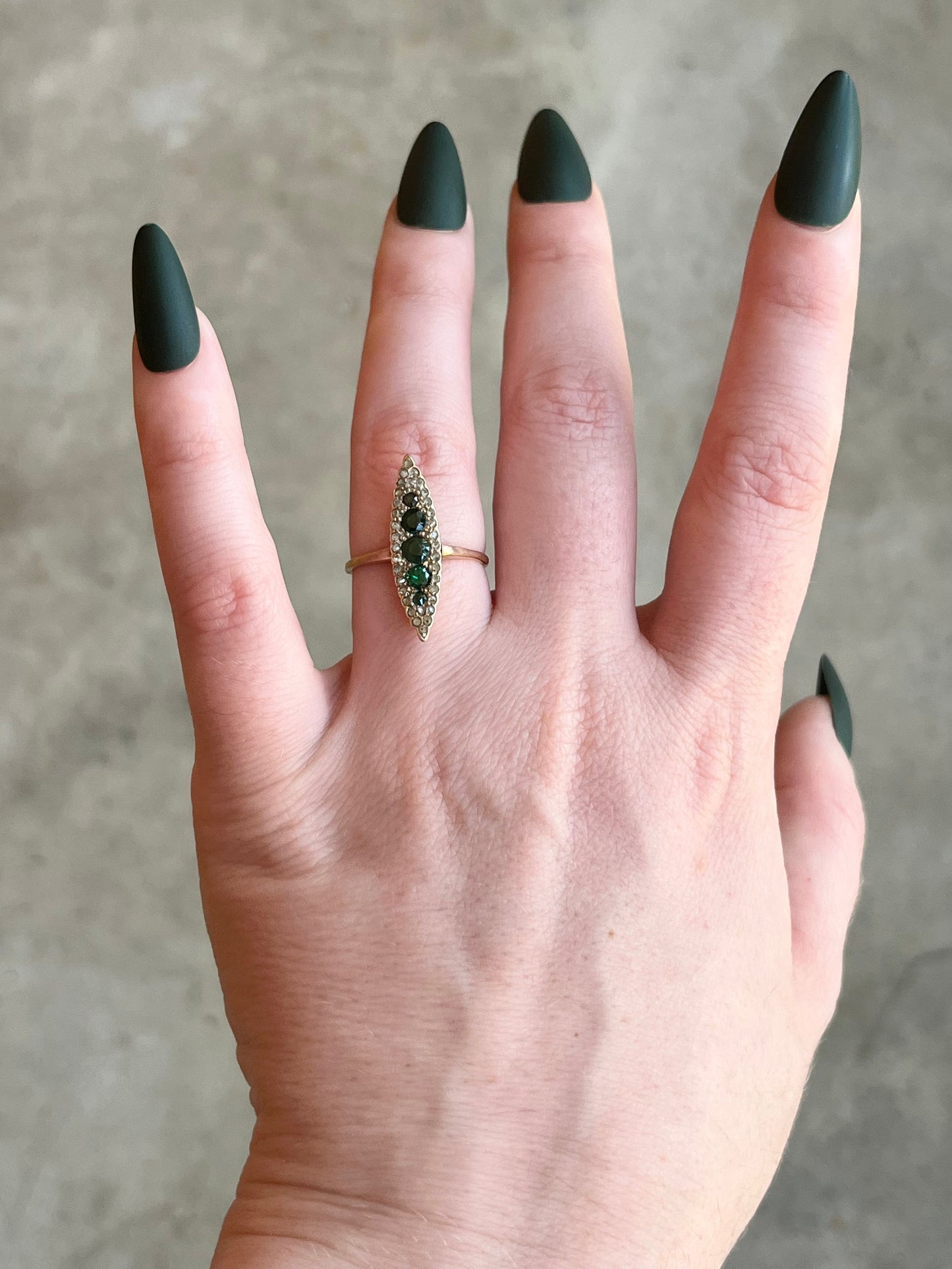 RESERVED | c. 1900s 12k Gold Emerald + Diamond Ring