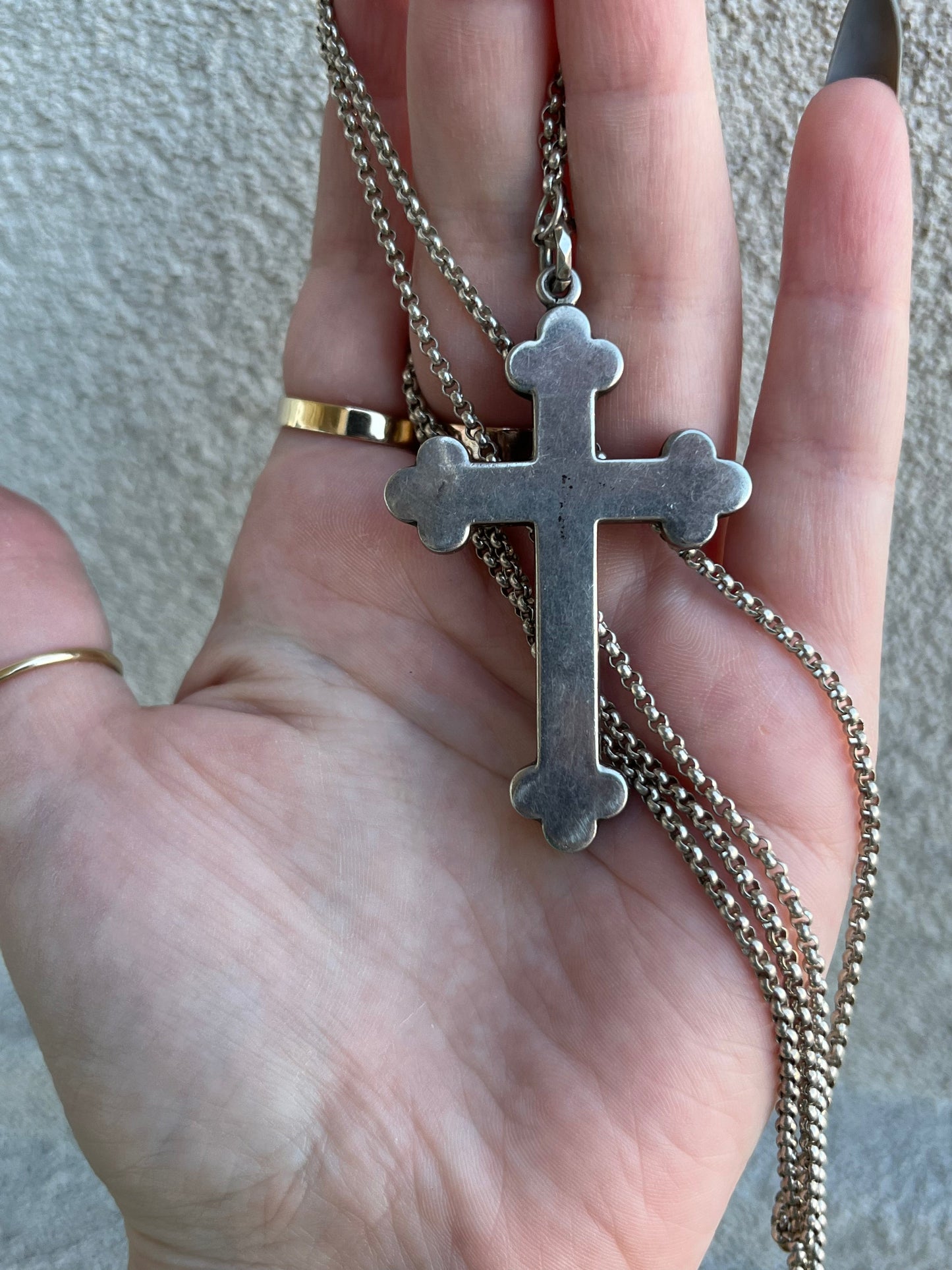 Reserved | Silver Scottish Agate Cross Necklace
