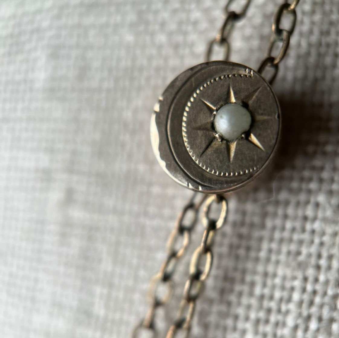 c. 1890s-1900s Gold Filled Celestial Slide Long Guard Chain