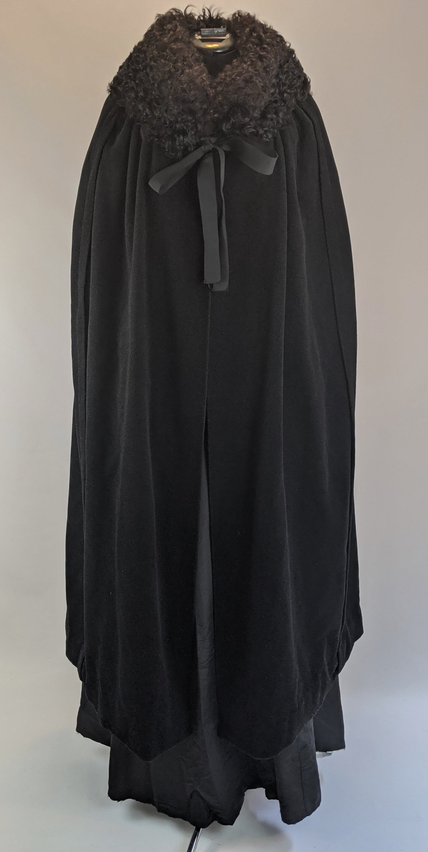 1920s Corduroy Cape with Curly Wool Collar