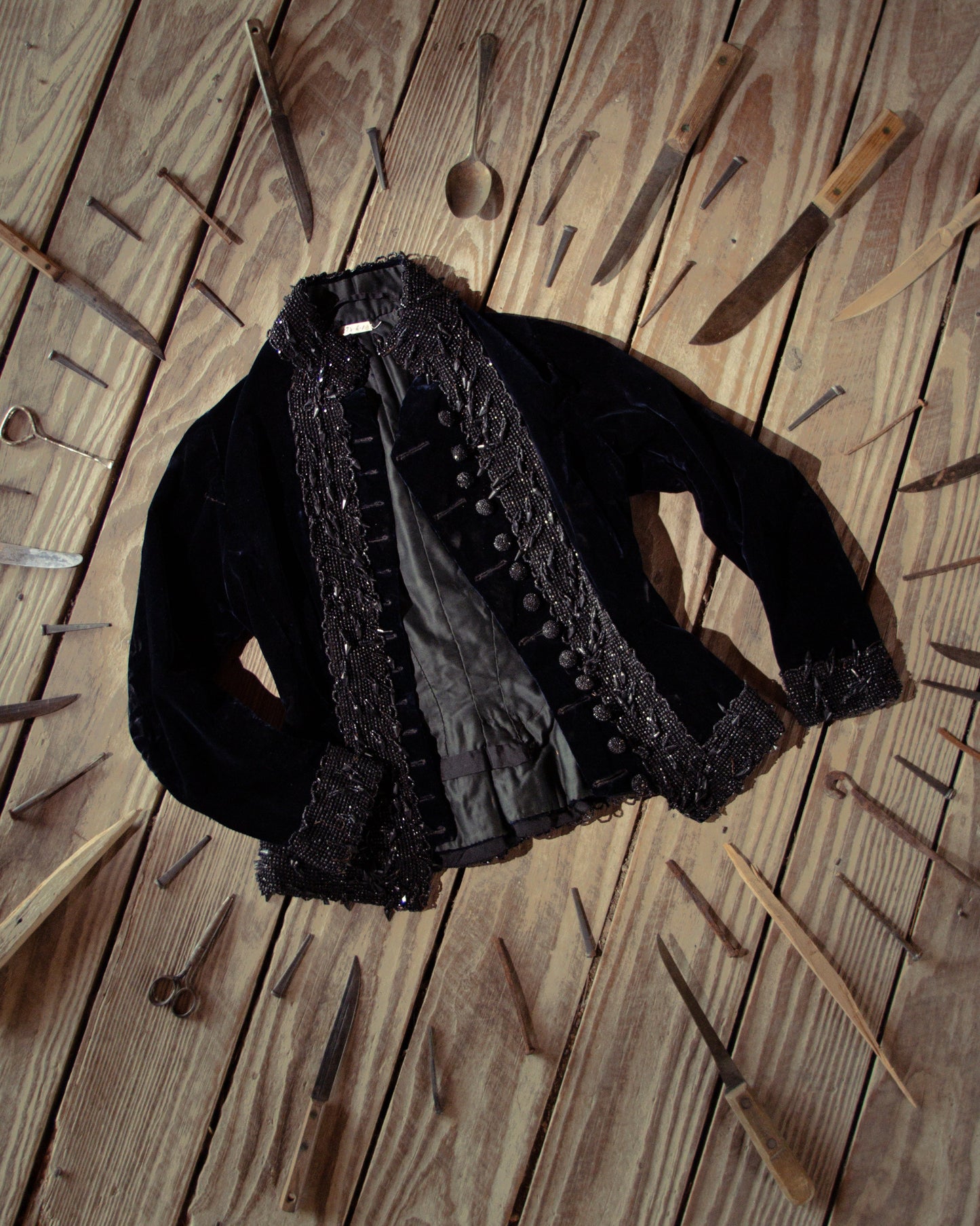 c. 1880s Beaded Black Velvet Bodice