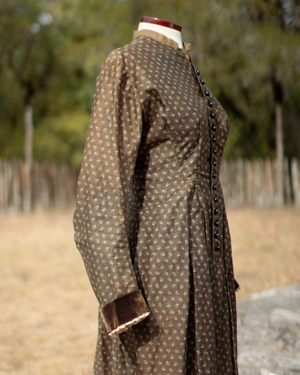 c. 1880s Brown Calico Dress