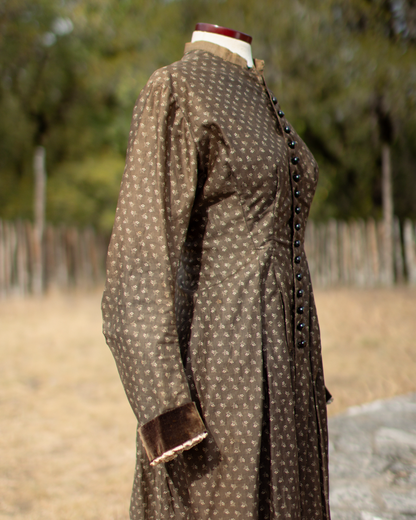 c. 1880s Brown Calico Dress