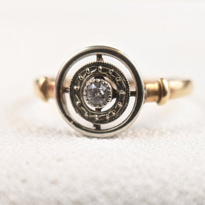 Edwardian 18k Gold Diamond Ring with Platinum Top
