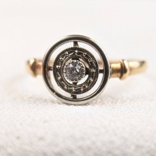Edwardian 18k Gold Diamond Ring with Platinum Top