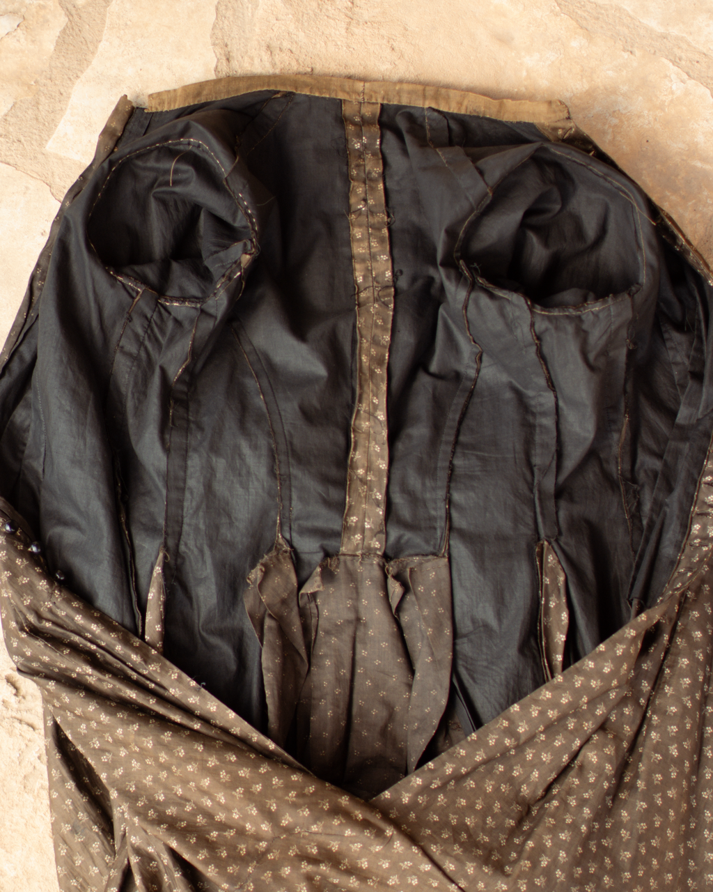 c. 1880s Brown Calico Dress