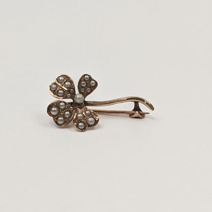 Edwardian 10k Gold Shamrock Brooch