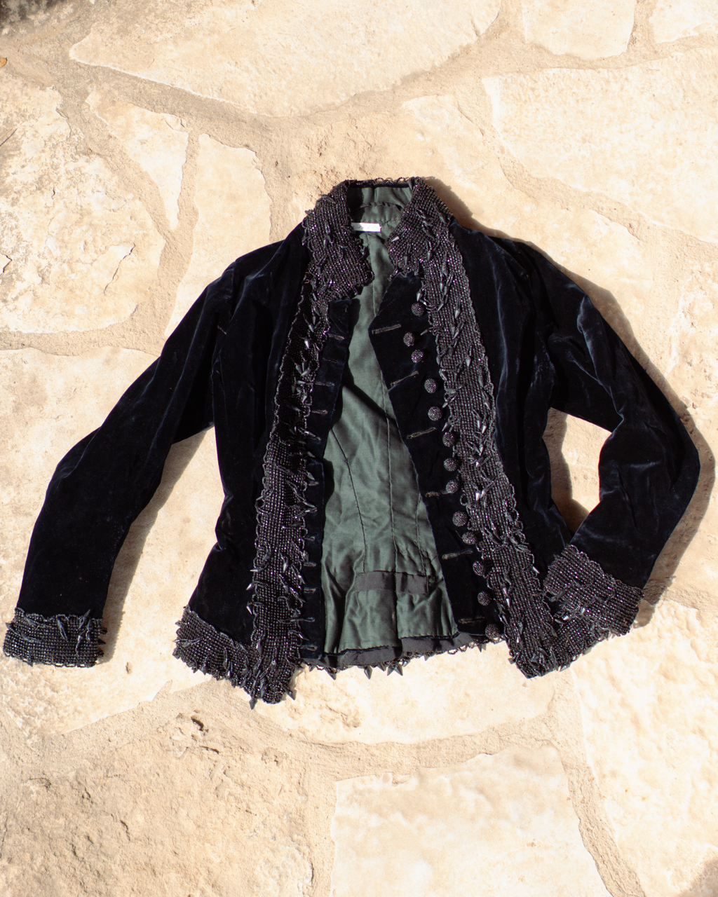 c. 1880s Beaded Black Velvet Bodice