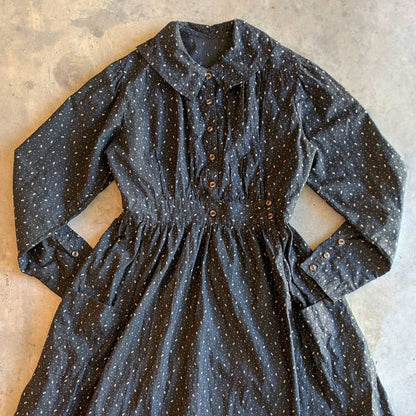 1910s Black + White Calico Dress