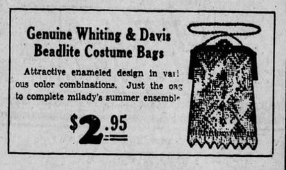 c. 1930 Whiting & Davis Beadlite Purse in Original Box