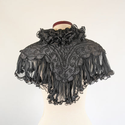 1890s Black Chiffon Trimmed Capelet