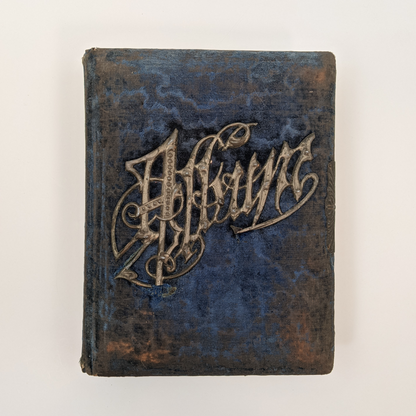 Blue Victorian Photo Album with Photos