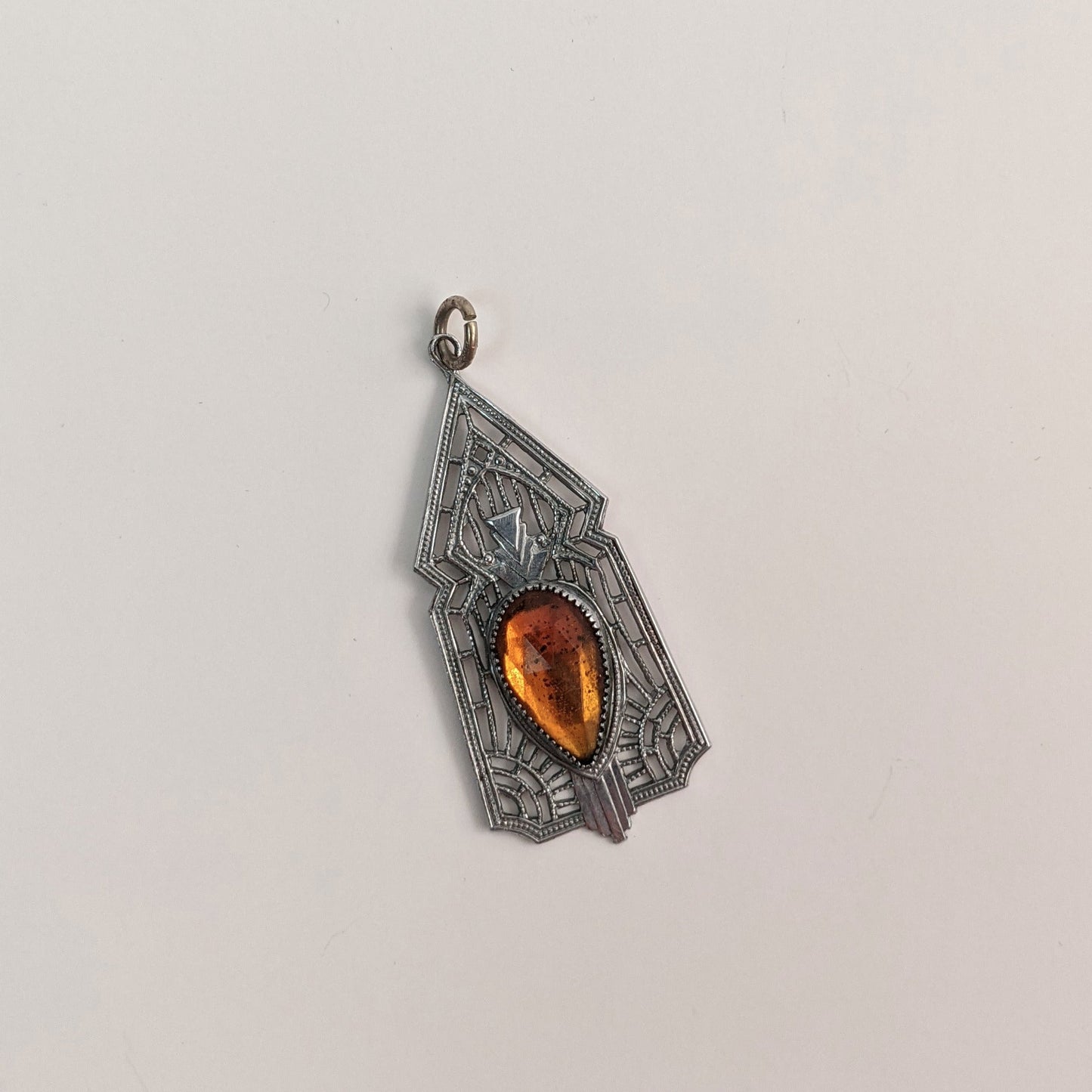 Art Deco Rhodium Plated Pendant