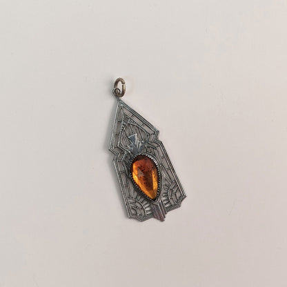 Art Deco Rhodium Plated Pendant