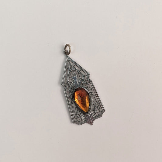 Art Deco Rhodium Plated Pendant