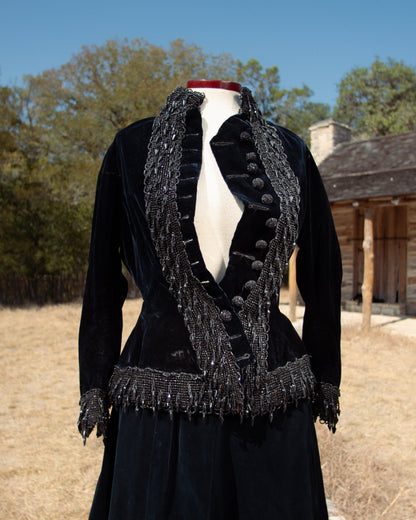 c. 1880s Beaded Black Velvet Bodice