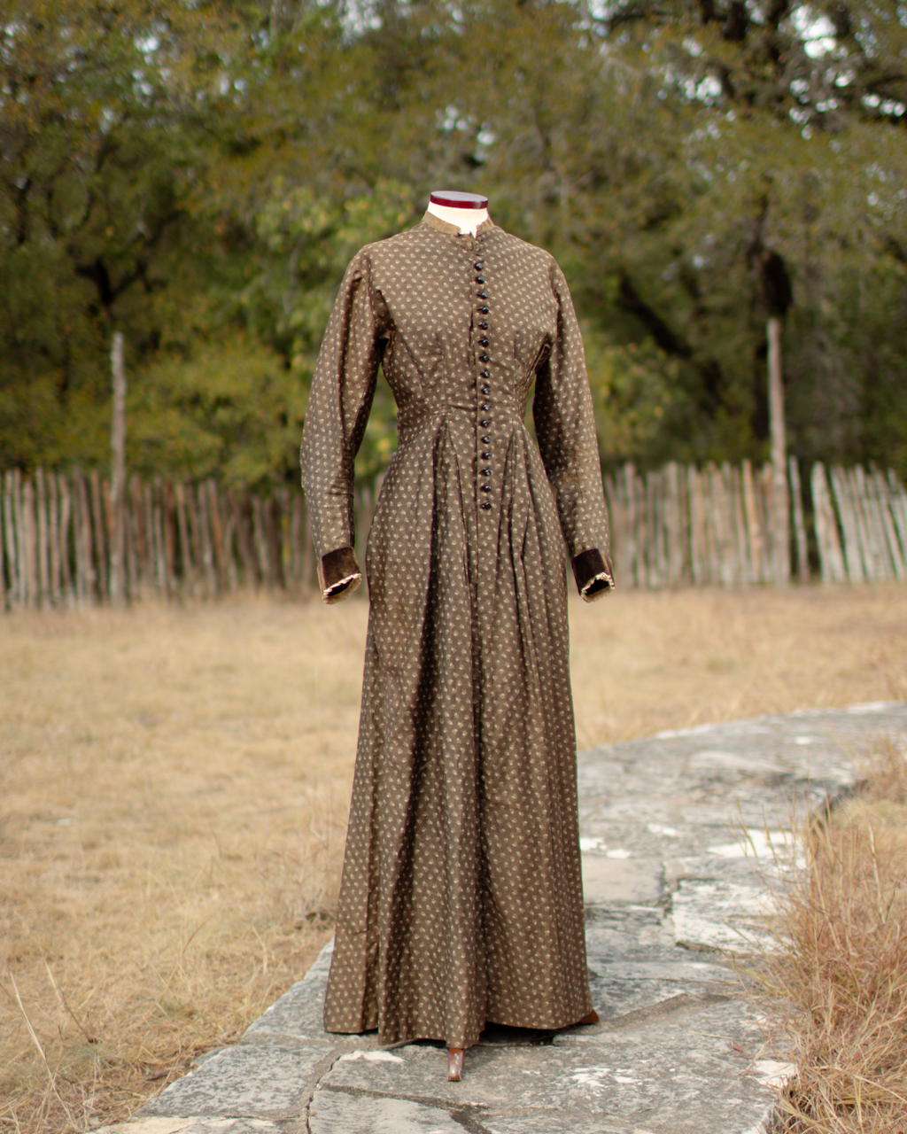 c. 1880s Brown Calico Dress