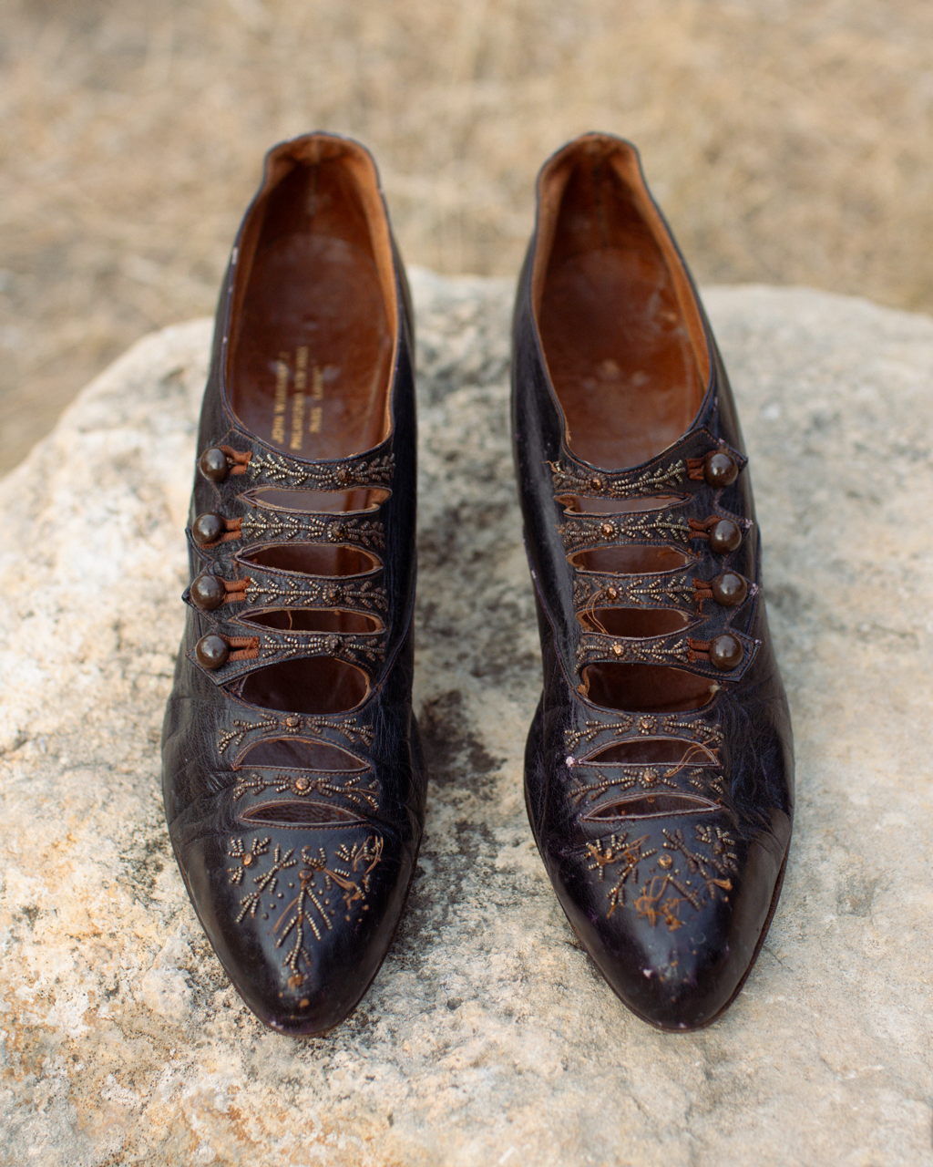 c. 1900s Beaded Leather Pumps